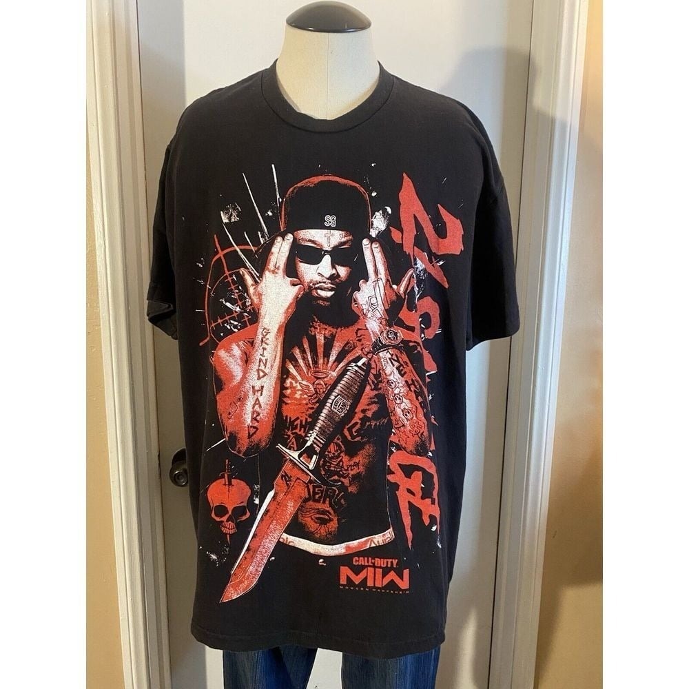 Call Of Duty X 21 Savage Shirt Mens L Large Black‎ Modern Warfare 2